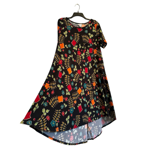 LulaRoe Floral Stretch MIDI Dress Womens MEDIUM Multicolor Flowers Short Sleeves - Picture 15 of 16